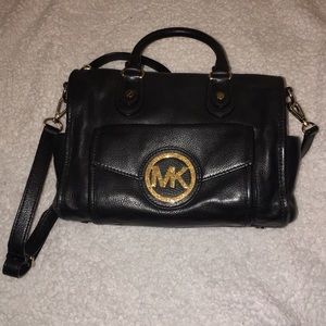 Michael Kors black leather crossbody purse